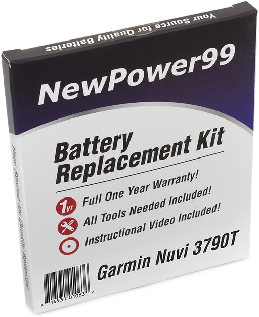 Garmin Nuvi 3790T Battery Replacement Kit with Installation Video, Tools, and Extended Life Battery.