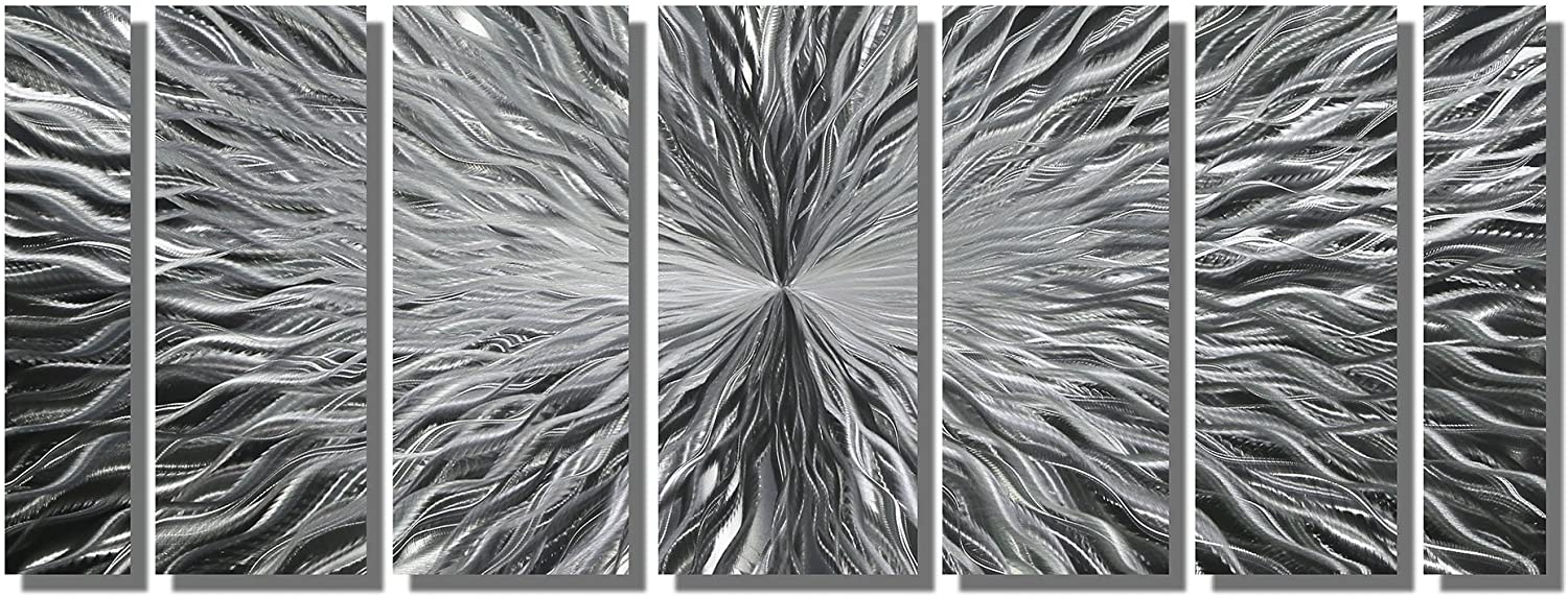 Statements2000 Silver Modern Metal Wall Art Sculpture by Jon Allen - Multi Panel Tryptych Home Décor, Vortex 3P