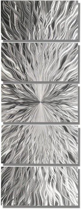 Statements2000 Silver Modern Metal Wall Art Sculpture by Jon Allen - Multi Panel Tryptych Home Décor, Vortex 3P