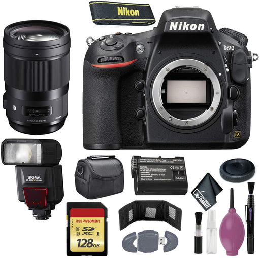 Nikon D810 DSLR Camera (Body Only) (International Model) - 128GB - Case - EN-EL15 Battery - EF530 ST & 40mm f/1.4 DG HSM Art Lens