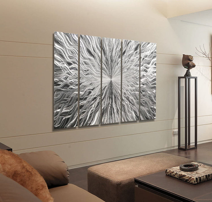 Statements2000 Silver Modern Metal Wall Art Sculpture by Jon Allen - Multi Panel Tryptych Home Décor, Vortex 3P