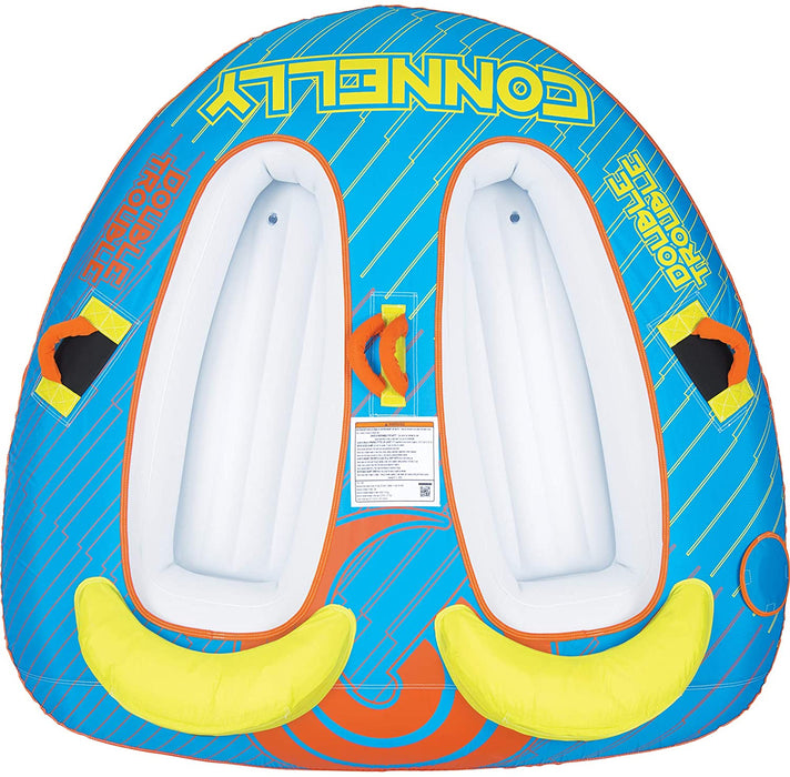 CWB Connelly Double Trouble 2 Person 66x72 Inch Partially Covered Cockpit Style Inflatable Boat Towable Water Inner Tubing Tube