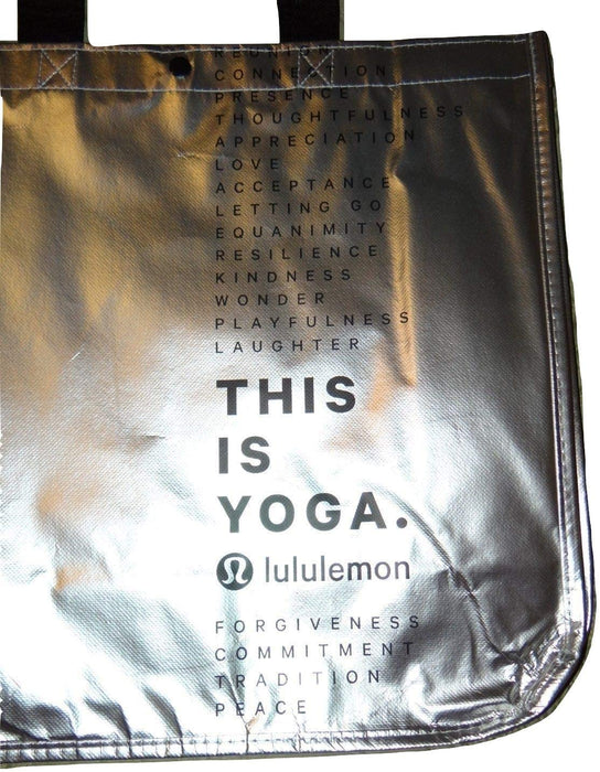 Lululemon New Shopping Beach Swimming Towel Gym Tote Bag Yoga Dance Tennis Golf Gym Beach Skate - Large Silver Bag