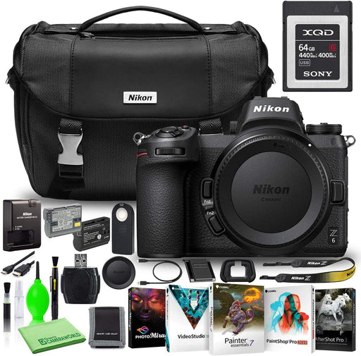 Nikon Z6 24.5MP Mirrorless Digital Camera (Body Only) (1595) USA Model Deluxe Bundle with Sony 64GB XQD Memory Card + Nikon Digital Camera Bag + Corel Editing Software + Extra Battery + Much More