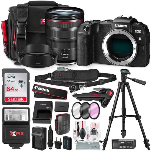 Canon EOS RP Mirrorless Digital Camera with 24-105mm Lens and 64GB Card, Battery & Charger Power Kit, and Deluxe Bundle