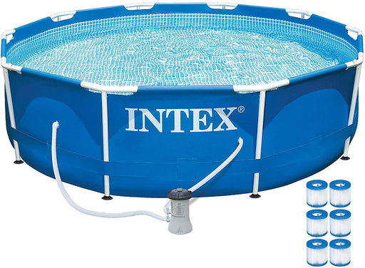 Intex 10ft x 30in Metal Frame Above Ground Pool Set w/ 330 GPH Pump & Filters
