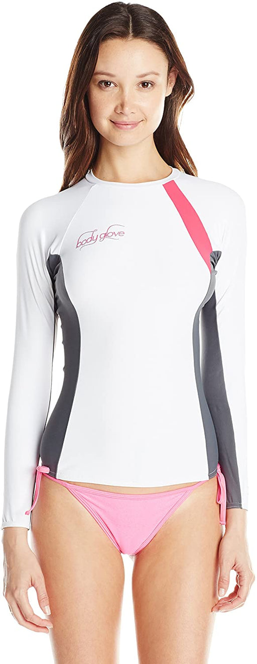 Body Glove Women's Performance Long Arm Rashguard, White/Ash, Small