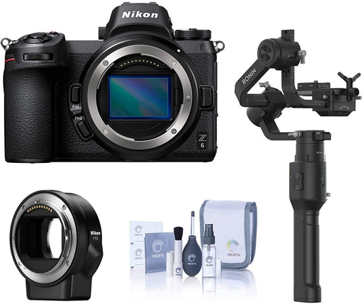 Nikon Z6 FX-Format Mirrorless Digital Camera Body Only, Gimbal Bundle with DJI Ronin-S Essentials Kit, FTZ Mount Adapter, Cleaning Kit
