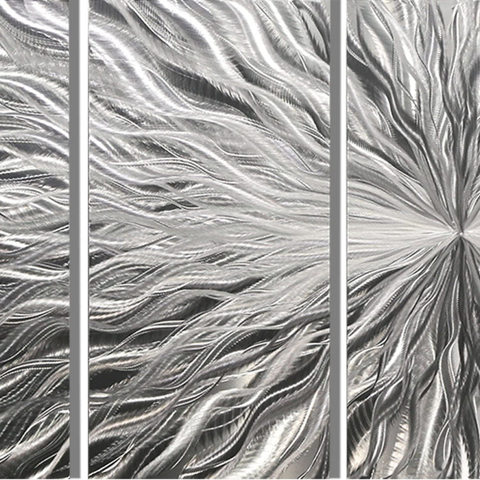 Statements2000 Silver Modern Metal Wall Art Sculpture by Jon Allen - Multi Panel Tryptych Home Décor, Vortex 3P