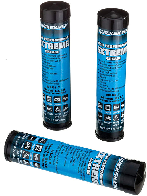 Quicksilver 8M0071837 High Performance Extreme Grease/Lubricant with PTFE, 3-Ounce Cartridges, Pack of 3