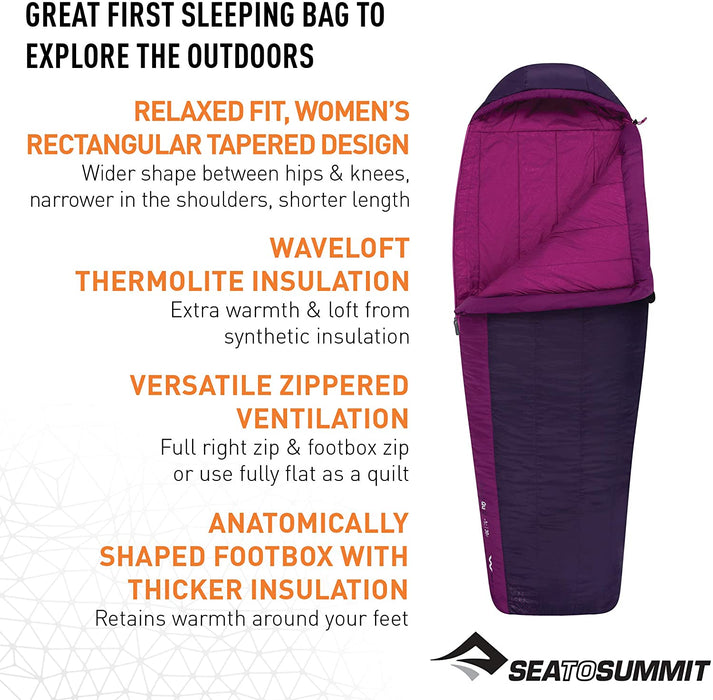 Sea to Summit Quest Womens Synthetic Sleeping Bag, 30 Degrees F, Long