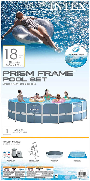 Intex 15ft X 42in Prism Frame Pool Set with Filter Pump, Ladder
