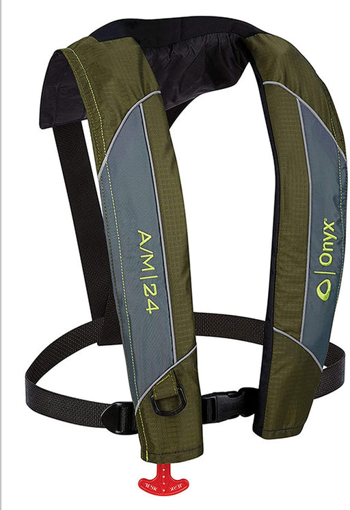 Onyx 132000-400-004-18 A/M-24 Series Automatic/Manual Inflatable Life Jacket - Green, Adult