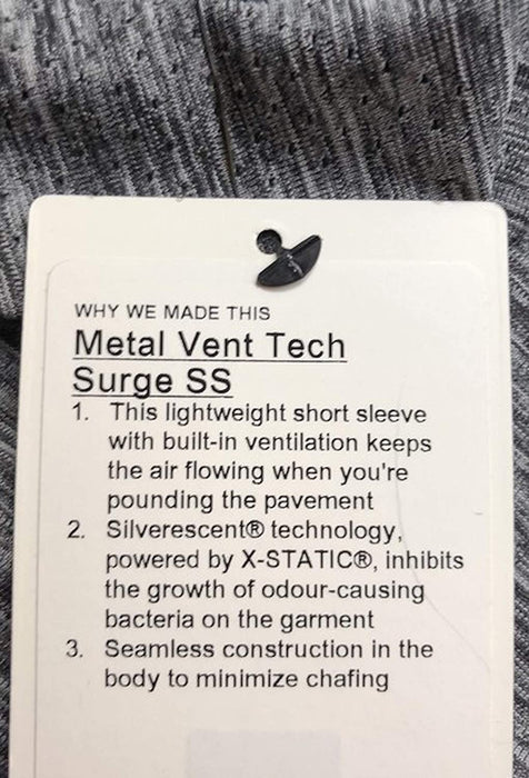 Lululemon Metal Vent TECH Surge SS - BLK/WHT (Size Small)