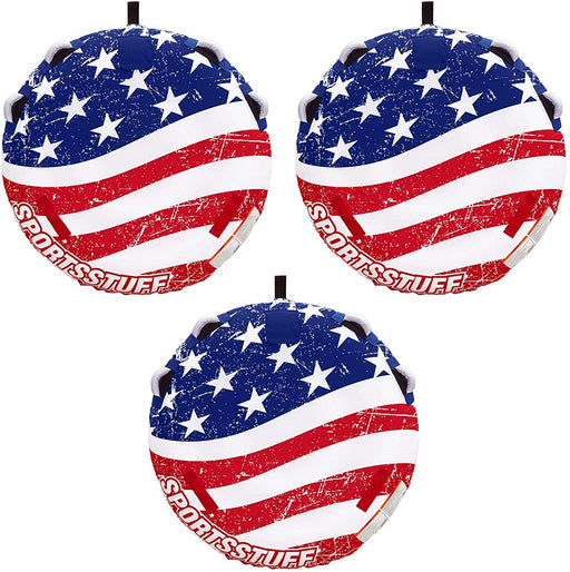SportsStuff Stars & Stripes Inflatable 1 Rider Watersports Towable Tube (3 Pack)