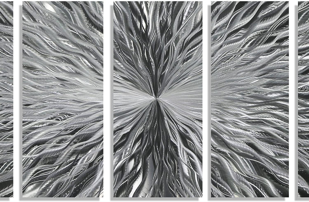 Statements2000 Silver Modern Metal Wall Art Sculpture by Jon Allen - Multi Panel Tryptych Home Décor, Vortex 3P