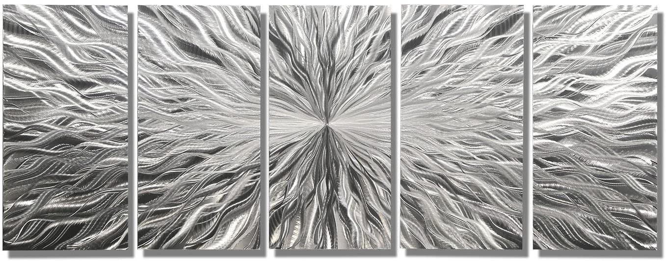 Statements2000 Silver Modern Metal Wall Art Sculpture by Jon Allen - Multi Panel Tryptych Home Décor, Vortex 3P
