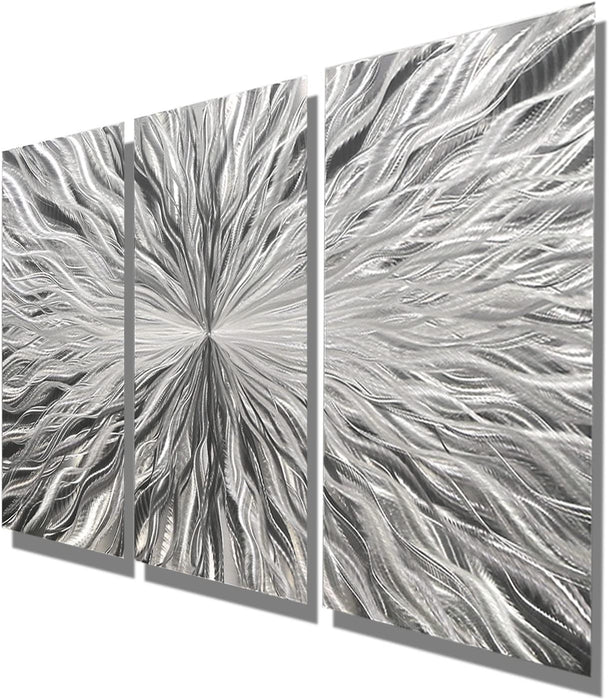 Statements2000 Silver Modern Metal Wall Art Sculpture by Jon Allen - Multi Panel Tryptych Home Décor, Vortex 3P