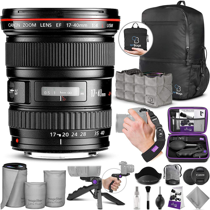 Canon EF 17-40mm F/4L USM Ultra Wide Angle Zoom Lens with Altura Photo Essential Accessory and Travel Bundle