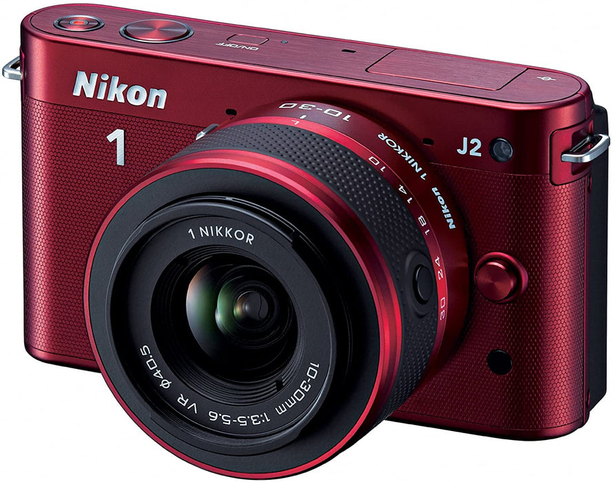 Nikon 1 J2 10.1 MP HD Digital Camera with 10-30mm and 30-110mm VR Lenses (Red)