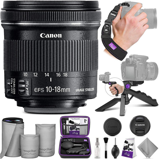 Canon EF-S 10-18mm f/4.5-5.6 IS STM Wide Angle Lens with Altura Photo Essential Accessory Bundle