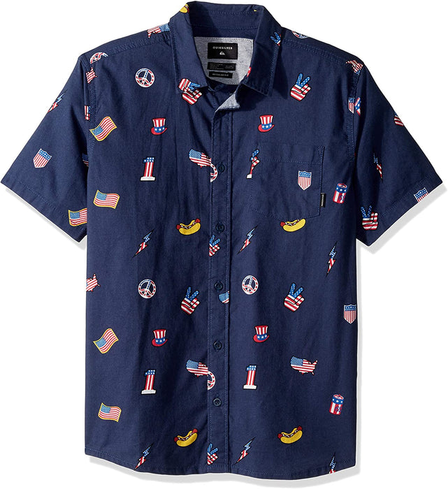 Quiksilver Boys' Big Merica Patch Short Sleeve Youth Woven Top