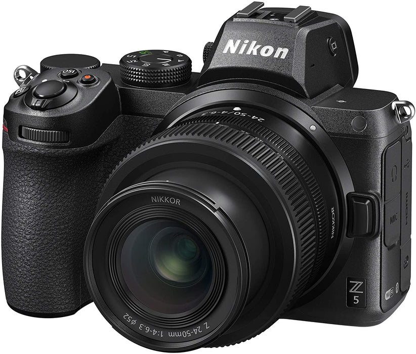 Nikon Z5 Mirrorless Full Frame Camera Body with 24-50mm f/4-6.3 Lens Kit FX-Format 4K UHD Bundle with Deco Gear Photography Backpack + Photo Video LED Lighting + 64GB Card + Software and Accessories