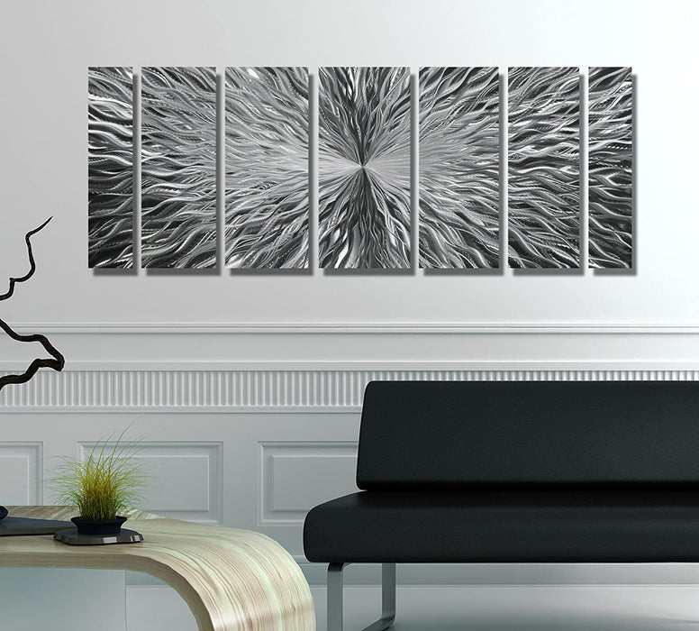 Statements2000 Silver Modern Metal Wall Art Sculpture by Jon Allen - Multi Panel Tryptych Home Décor, Vortex 3P