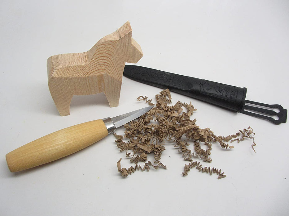 Morakniv Carving Kit 120 Carving Knife and Rough Cut Wooden Swedish Dala Horse