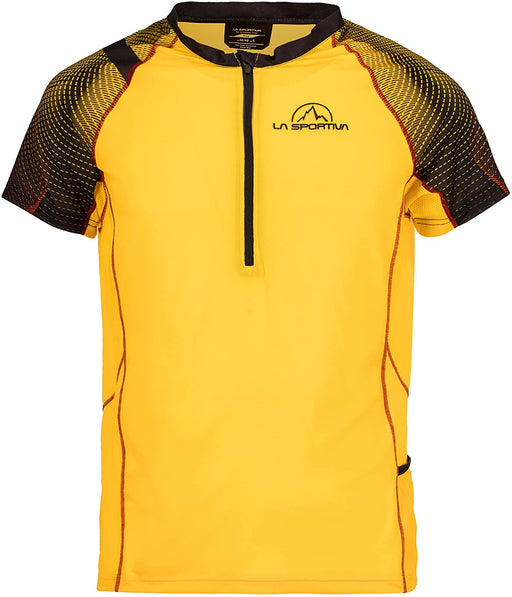 La Sportiva Men's Sonic T-Shirt - Mountain Trail Running Shirt for Men, Black/Yellow, L