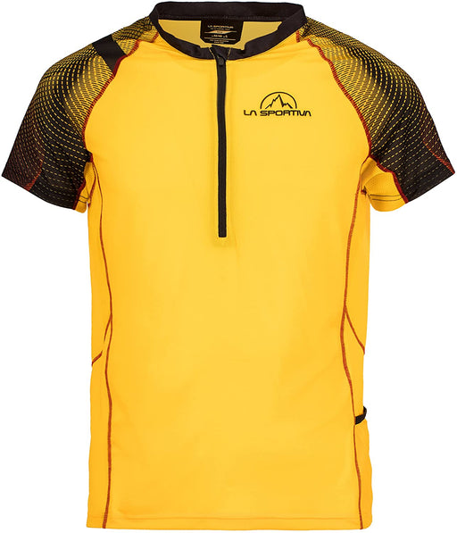 La Sportiva Men's Sonic T-Shirt - Mountain Trail Running Shirt for Men, Black/Yellow, XL