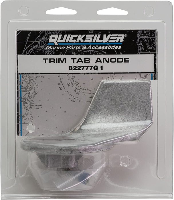 Quicksilver 822777Q1 Aluminum Trim Tab Anode - Mercury or Mariner Outboards and MerCruiser Stern Drives Using High Rake Propellers
