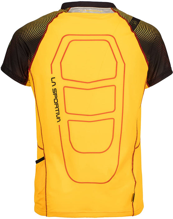 La Sportiva Men's Sonic T-Shirt - Mountain Trail Running Shirt for Men, Black/Yellow, XL