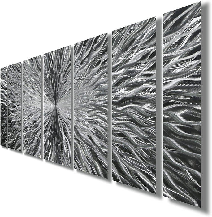 Statements2000 Silver Modern Metal Wall Art Sculpture by Jon Allen - Multi Panel Tryptych Home Décor, Vortex 3P