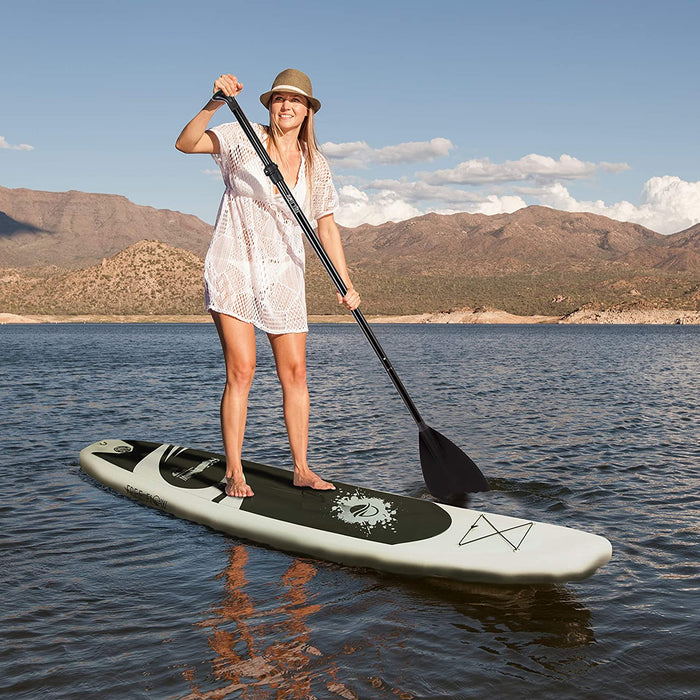 SereneLife Premium Inflatable Stand Up Paddle Board (6 Inches Thick) with SUP Accessories & Carry Bag | Wide Stance, Bottom Fin for Paddling, Surf Control