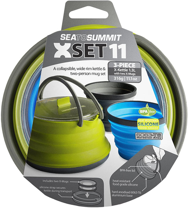 Sea to Summit X-Set 11 (3 Piece) X-Kettle & 2 X-Mugs, 1.3 L, Lime Green