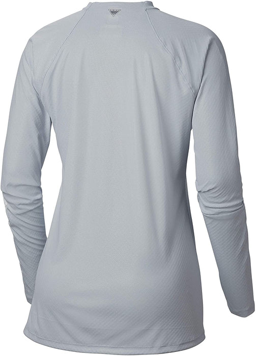 Columbia Women's Standard PFG Tidal Deflector Zero Long Sleeve Fish Shirt, Autzen, Cirrus Grey