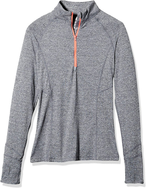 Body Glove Women's Chugi Front-Zip Heather Long Sleeve Rash Guard, Heather Grey, Large